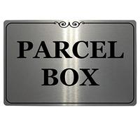 PARCEL BOX Frame Metal Aluminium Plaque Sign For House Office Door Parcels Post (20x15cm, Brushed Silver)