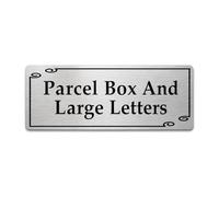 Parcel Box & Large Letters Sign Brushed Silver Aluminium Plaque 20 x 7.5cm
