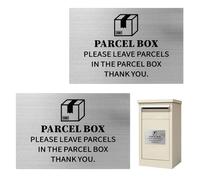 Parcel Box Sign, 2 Pack Please Leave Parcels Here Sign Parcel Signs, Aluminum Plaqu Parcels Sticker for House Office Outside PLEASE LEAVE PARCELS IN THE PARCEL BOX THANK YOU, 15 x 10 cm