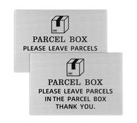 Parcel Box Sign 2 Pack - Please Leave Parcels Here Signs 15x10 cm, Waterproof Metal Aluminum Notice with Adhesive Backing for Delivery Notice, No More Lost Goods (Silver)