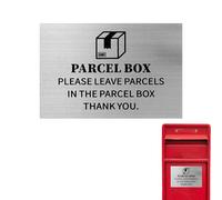 Parcel Box Sign, Aluminum Silver Parcel Box Outdoor Plaque, Please Leave Parcels Here Sign with Self-Adhesive Backing, Suitable for Home Offices Shops Outside and Porches