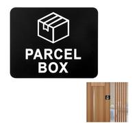 Parcel Box Sign Black, Parcel Delivery, Sign Self Adhesive Acrylic Information Sign for a safe place to make deliveries drop packages or post Never Loose items 11x 9 cm Black