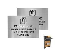 Parcel Box Sign, Self-Adhesive Aluminum Please Leave Parcels Sticker, Weatherproof Delivery Label, Rustproof Outdoor Indicator for Home Porch Office Shop Apartment(Silver, 2 Pcs)