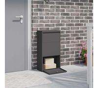 vidaXL Parcel Drop Box with Storage Black 44 x 22 x 82 cm Steel