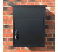 Parcel Post Box Lockable Wall Mounted Secure Large Outdoor Letter Smart Mail Drop Box Weatherproof Galvanised Steel | 5 Keys | 580 x 460 x 360mm - Black Black