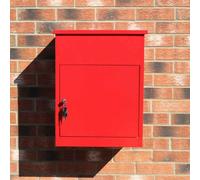 Parcel Post Box Lockable Wall Mounted Secure Large Outdoor Letter Smart Mail Drop Box Weatherproof Galvanised Steel | 5 Keys | 580 x 460 x 360mm - Red Red