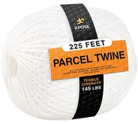 Parcel Twine - Polyester Cord Twine String 225' - Extra Strong Thick White String Spool - Ties Easily and Securely- Packaging Rope, Lacing Cord, Braided Line for Craft Supplies and Packing
