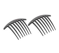 Parcelona French Basic 7 Teeth Black Matte Large 4" Set of 2 Celluloid Side Hair Combs No Slip Styling Women Hair Accessories Girls Hair Clip for Chignon, Made in France