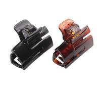 Parcelona French Cutout Curve Small Tortoise Shell and Black Celluloid Acetate Women Jaw Hair Claw Clips - 2 Pieces