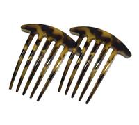Parcelona French Medium Interlocking 5 Teeth Celluloid Light Tortoise Shell Side Hair Comb Set by Parcelona