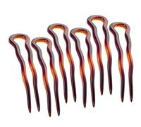 Parcelona French Mystic Large 3" Tortoise Shell Celluloid Made in France Set of 6 Wavy Crink U Shaped Chignon Hair Pins Updo Bun Pin Sticks for Women and Girls