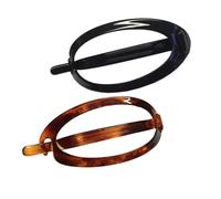 Parcelona French Plain Oval Large Tortoise Shell Brown and Glossy Black No Metal Hair Clip Barrettes by Parcelona