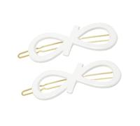 Parcelona French Ribbon Knot Infinity 2 1/4" Small Celluloid Acetate Hair Clips with Tige Boule Clasp Set of 2 Fashion Durable Styling No Slip Grip Women Hair Accessories Girls Side Slide-in Barrette