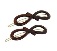 Parcelona French Ribbon Knot Infinity 2 1/4" Small Celluloid Acetate Hair Clips with Tige Boule Clasp Set of 2 Fashion Durable Styling No Slip Grip Women Hair Accessories Girls Side Slide-in Barrette