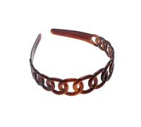 Parcelona French Round Chain Tortoise Shell Brown Celluloid Acetate Hair Headband