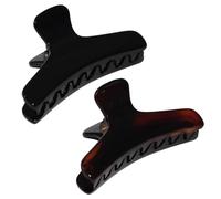 Parcelona French Salon Style Flat Set of 2 Small Tortoise Shell Brown and Black Narrow Jaw Hair Claw Clip Clutcher Clamp by Parcelona