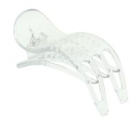 Parcelona French Simply Bear Paw Medium 3” Celluloid Acetate Side Slide In Jaw Yoga Fine Hair Claw Clip for Women and Girls (Clear)