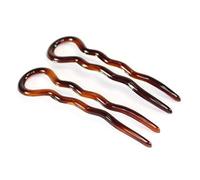 Parcelona French Sleek Tortoise Shell 9 Cms Large Wavy Crink U Shaped Chignon Hair Pin Pins Stick(2 in Pack) by Parcelona