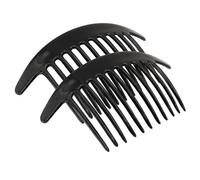 Parcelona French Tapered Edge Black Large 5” Celluloid 11 Teeth Set of 2 Side Hair Combs for Women and Girls