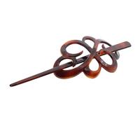 Parcelona French Wide Flower Tortoise Shell Brown Bun or Pony Hair Slider Pin Thru Clip with Stick