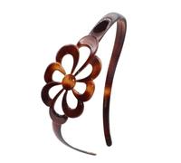 Parcelona French Wide Flower Tortoise Shell Brown Celluloid Acetate Hair Headband