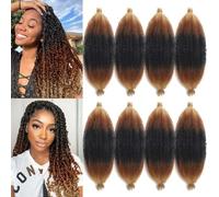 Parceria 16 Inch Elastic Afro Braid 8 Bundles Marley Hair Pre Flaked Spring Braid Afro Hair Marley Hair for Crazy Synthetic Hair (16 Inch)