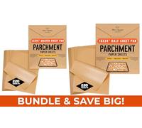 Parchment Paper Baking Sheets by Baker’s Signature | Precut Silicone Coated & Unbleached - Will Not Curl or Burn - Non-Toxic & Comes in Convenient Packaging 2 Packs of 220pcs - 30x40cm & 20x60cm