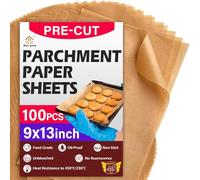 Parchment Paper Sheets, 9x13 In Unbleached Non-Stick Parchment Paper for Baking, Grilling, Air Fryer, Steaming, and More,100PCS Baking Paper Perfect for Bread, Cakes, Cookies