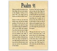 Parchment Psalm 91 Wall Art - Christian Gift for Friend, Son, Daughter - A4 Size (8.3 x 11.7) - Be Strong, Courage, Get Well