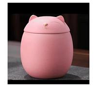 PARCJ Ceramic Tea Cans Sealed Jars For Home Use Chinese High-end Candy Box Ornaments To Store Dried Fruit Storage Jars Empty Jars (Color : Cat Tea Caddy Pink Large)