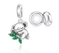 PARCOM 3pcs Sterling Silver Charm Beads Fit Pandora Bracelets Necklaces Round Spacer Beads Jewelry Gift for Women, Sterling Silver, Cubic Zirconia