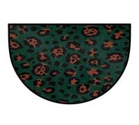 Pardick Abstract Leopard Print Half Round Door Mat, Green Non-Slip Half Circle Area Rug Doormat Washable Half Moon Rug Indoor Entrance Doormat for Kitchen Bedroom Home Decor