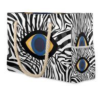 Pardick Beach Bag Leopard Print Evil Eyes Large Sandproof Beach Tote Bag Top Zipper Closure Pool Bags With Wet Compartment Gym Tote Carry On Weekender Bags,B-4