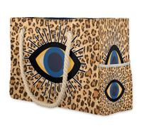 Pardick Beach Bag Leopard Print Evil Eyes Large Sandproof Beach Tote Bag Top Zipper Closure Pool Bags With Wet Compartment Gym Tote Carry On Weekender Bags,B-3