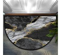 Pardick Half Round Door Mat Modern Luxury Marble Non-Slip Soft Half Circle Area Rug Washable Fireplace Rug Durable Decor Half Moon Hearth Rugs for Floor Indoor Living Room Bedroom Kitchen
