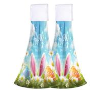 Pardick Hanging Towels 2 Pcs Easter Bunny Eggs Kitchen Hand Bath Towels Tie Towel 12x17in Soft Absorbent Dish Cloth Tea Bar Towel for Home Hotel Kitchen Decor,A-17