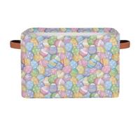 Pardick Storage Baskets Bin, Easter Egg Collapsible Canvas Fabric Storage Bin Decorative Baskets Toy Organizer Rectangle Storage Boxes with handles for Home Shelves Nursery,A-1