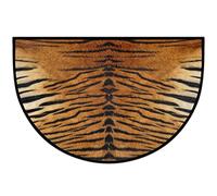 Pardick Tiger Skin Half Round Door Mat, Animal Print Non-Slip Half Circle Area Rug Doormat Washable Half Moon Rug Indoor Entrance Doormat for Kitchen Bedroom Home Decor