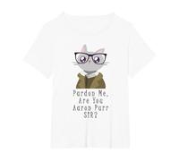 Pardon Me are You Aaron Purr Sir? Hamilton Cat T-Shirt, Women's Plus, White, 5X