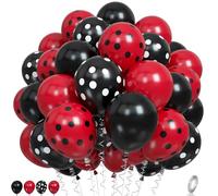 Paready Ladybug Balloons, 60pcs Red Black Polka Dots, 12 Inch Latex, Perfect for Kids Adults Birthday, Wedding, Graduation, Baby Shower, Ladybug Theme Party, Unisex Children, Unisex Adult
