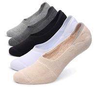 Pareberry Women's Thick Cushion Socks Cotton Athletics Casual Low Cut Flat Non-Slip Boat Lining 5/10 Pieces, A-multicoloured, M