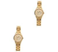 PAREKS 2pcs Men's Watch Water Proof Watch Automatic Mens Watch Boderry Watches for Men Handwatch for Men (Color : Goldenx2pcs, Size : Mediumx2pcs)