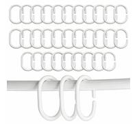 PARENCE. 30 Plastic Shower Curtain Rings - White - Heavy Duty Bathroom Hooks - Pack of 30