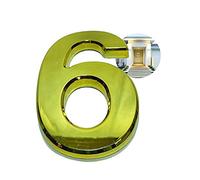 PARENCE - 3D Door Number - 10 cm - Premium Brushed Plastic - Shiny Gold Effect - Extra Strong Adhesive - Door Number, Street, House (6, OR)