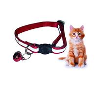 PARENCE - Cat and Dog Collar with Reflective Band and Bell Quick Release System Reflective Strip for Pet Safety Adjustable Size (Red)