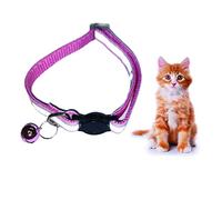 PARENCE - Cat and Dog Collar with Reflective Band and Bell Quick Release System Reflective Strip for Pet Safety Adjustable Size (Pink)