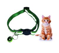 PARENCE - Cat and Dog Collar with Reflective Band and Bell - Quick Release System - Reflective Strip for the Safety of Your Pets - Adjustable Size (Dark Green)