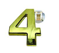 PARENCE - Door Number 3D - 10 cm - Premium Brushed Plastic - Shiny Gold Effect - Extra Strong Adhesive - Door Number, Street, House (4, OR)