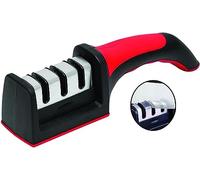 PARENCE - Easy Sharp 3-Phase Sharpener - for Kitchen Knives - Professional Result/Ergonomic Design - Ceramic Stone/Tungsten Carbide/Diamond - Black/Chrome Finish