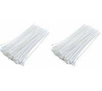 PARENCE. - Set of 100 Plastic Cable Ties - 100 Pieces, Clamps, Flanges, Rislan - 100x2,5mm, White (Pack of 2)